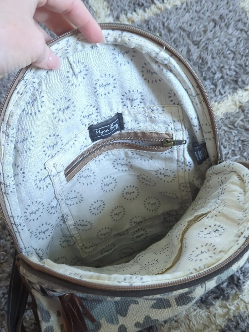 Myra Canvas & Hair On Hide Women’s Backpack Brown/Gray